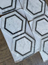 Carrara White 5" x 5" Hexagon Combination w/ Black Polished